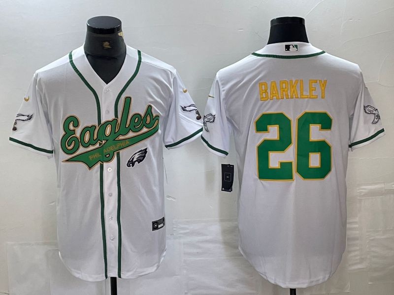 Men Philadelphia Eagles #26 Barkley White 2024 Nike Co branded NFL Jersey style 7->philadelphia eagles->NFL Jersey